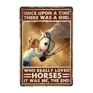 Horse and Girl Metal Sign